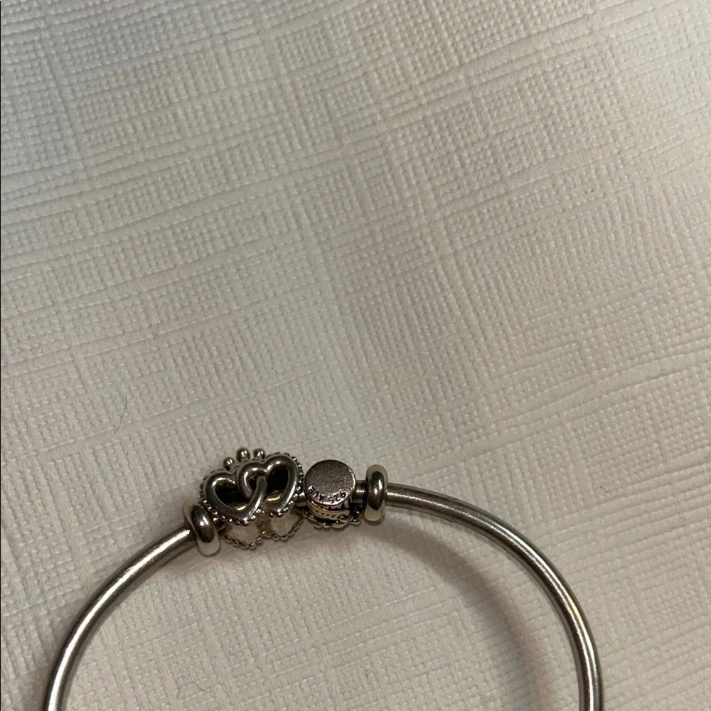 Pandora Silver double charm and with stoppers bracelet size 6.5/7 - Picture 4 of 5